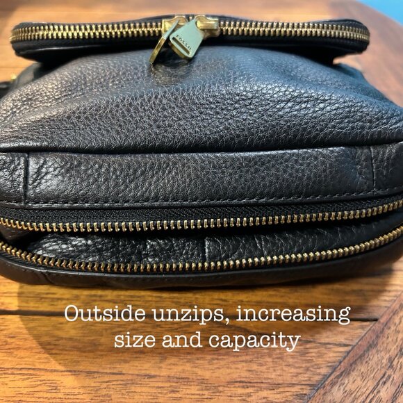 Fossil Preston Black Leather Crossbody - Picture 7 of 8